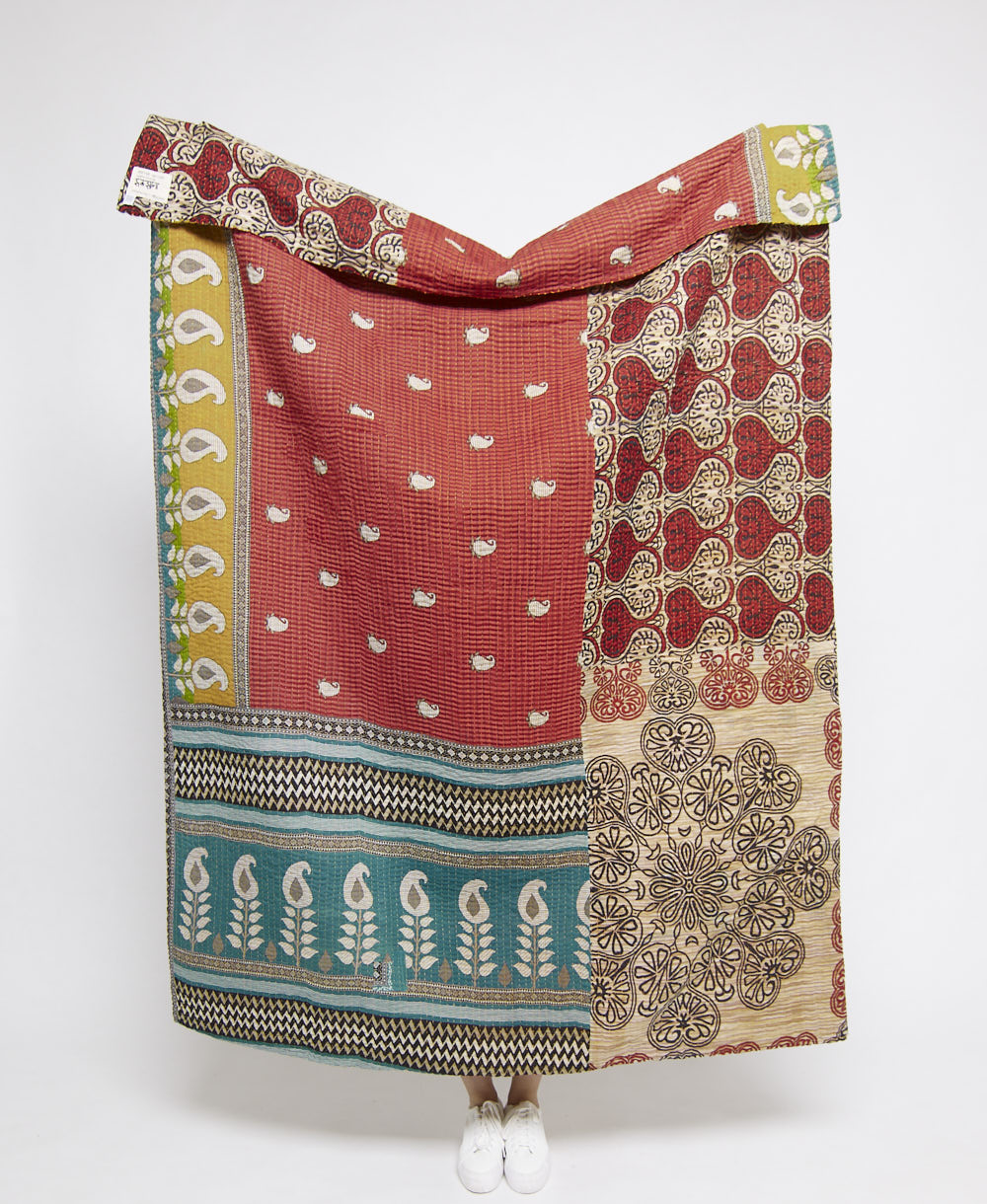 Artisan made kantha quilt throw  