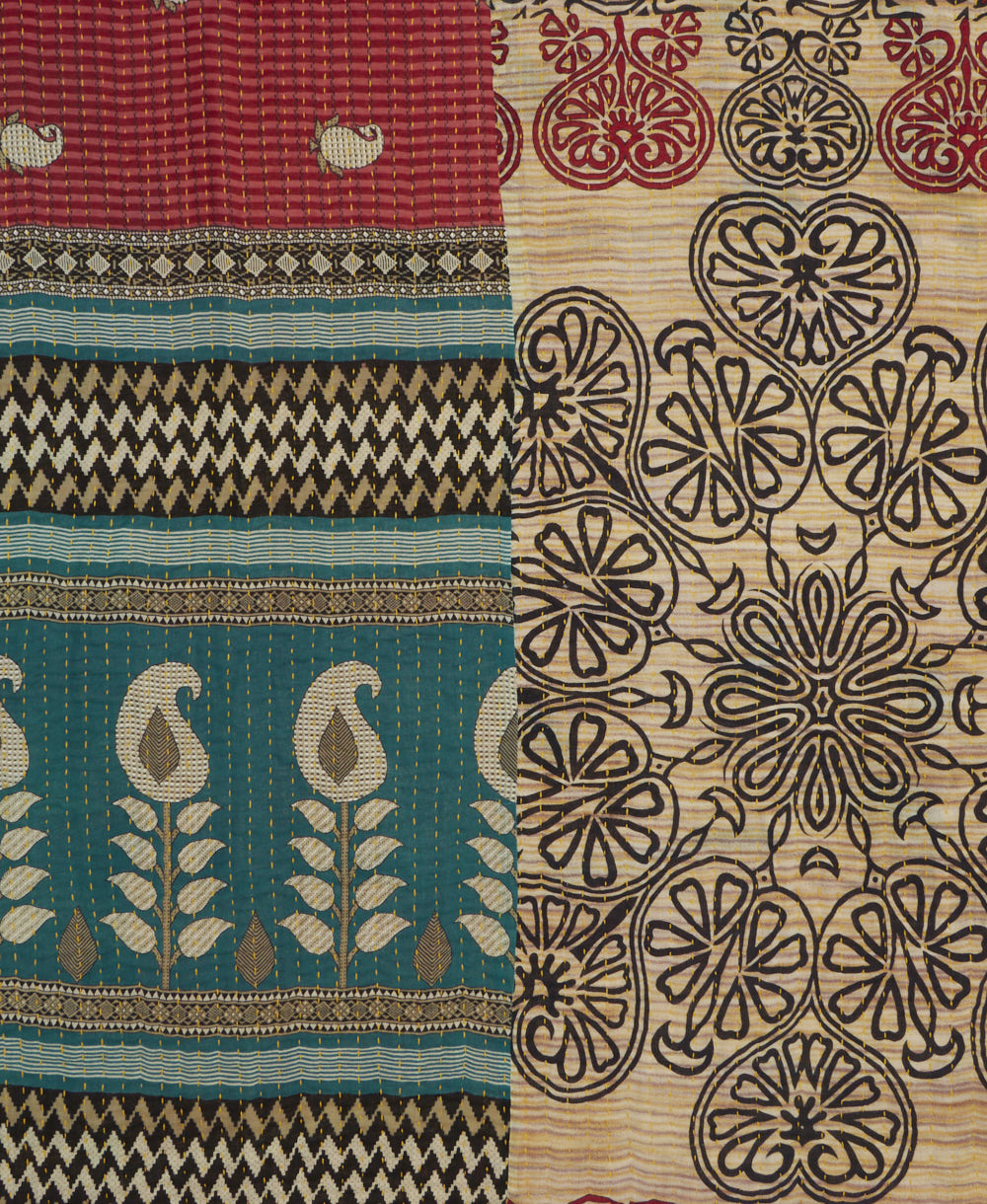 Kantha quilt throw made of recycled vintage saris