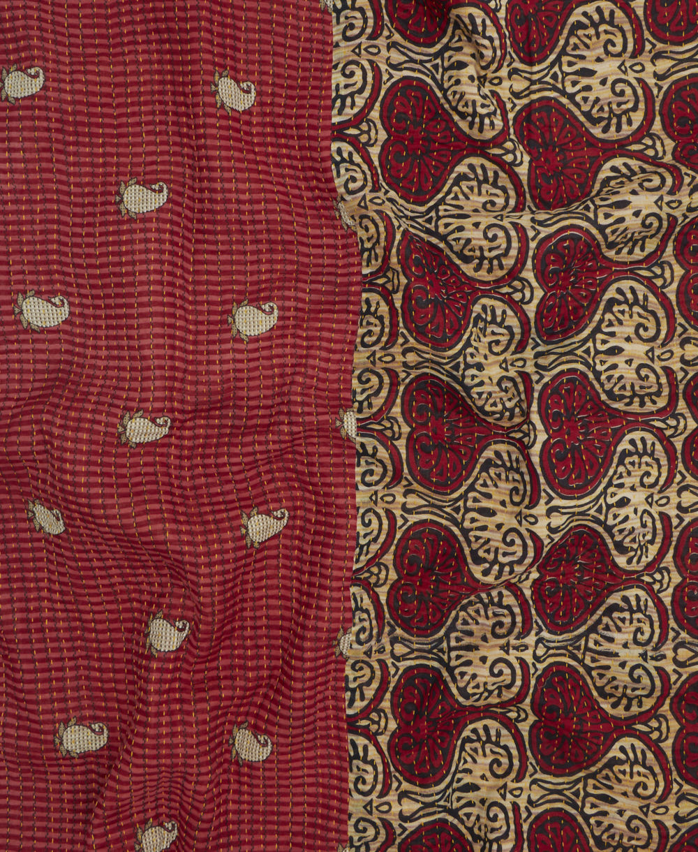 Kantha quilt throw featuring traditional kantha hand stitching