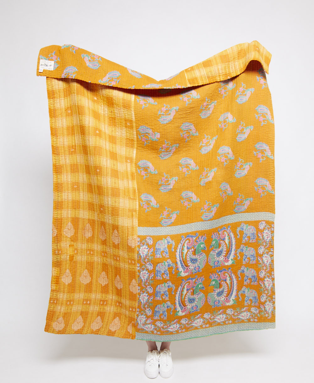  Artisan made kantha quilt throw  