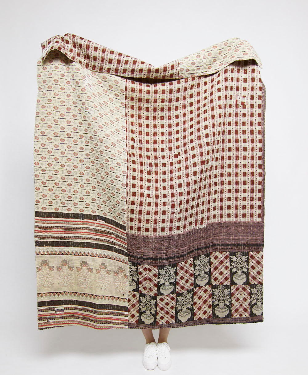 Artisan made kantha quilt throw  