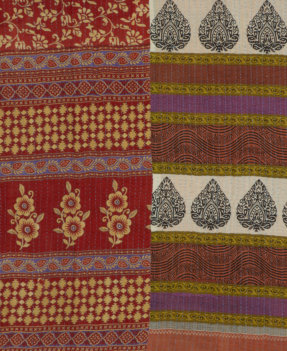 Kantha quilt throw made of recycled vintage saris