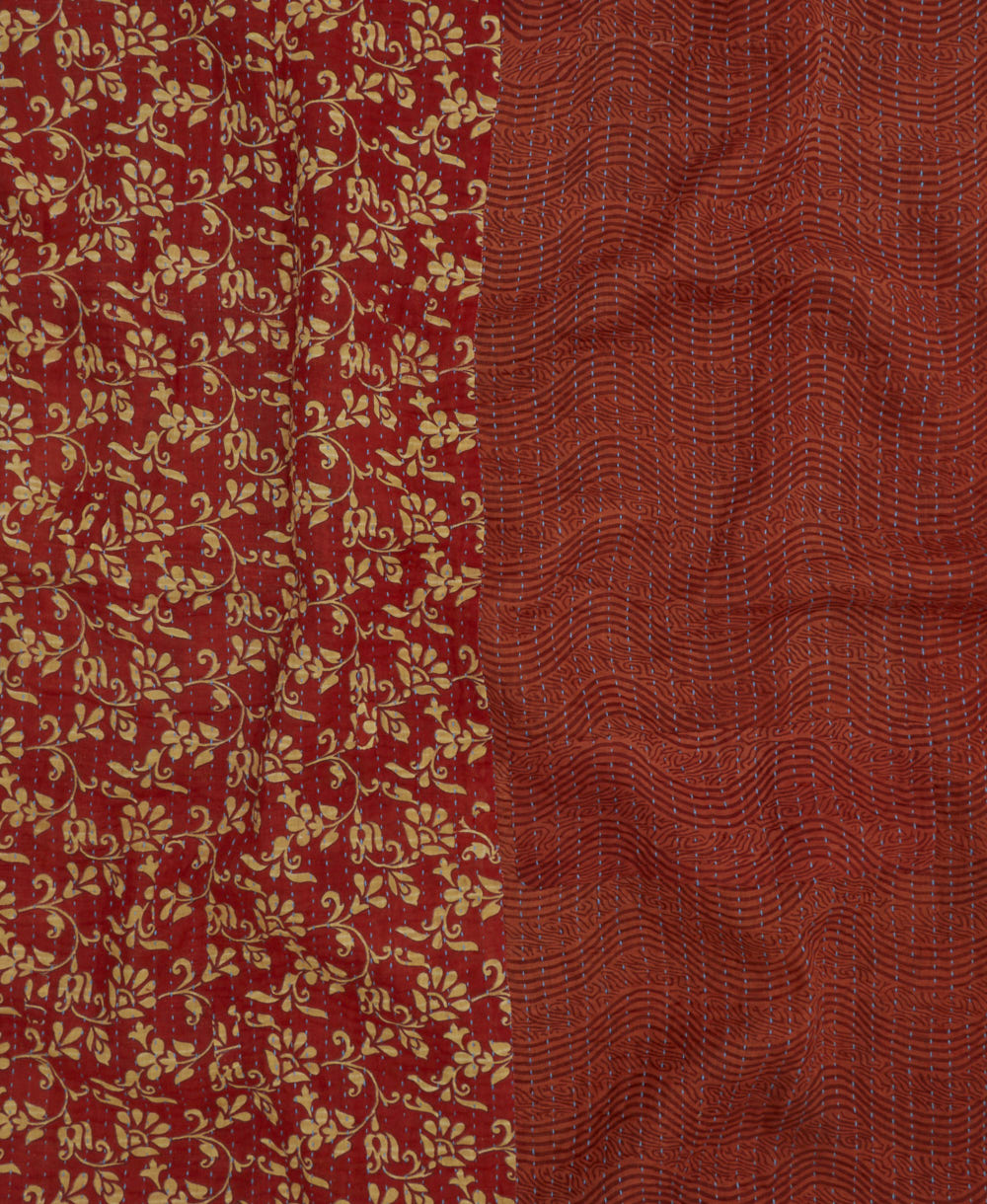 Kantha quilt throw featuring traditional kantha hand stitching
