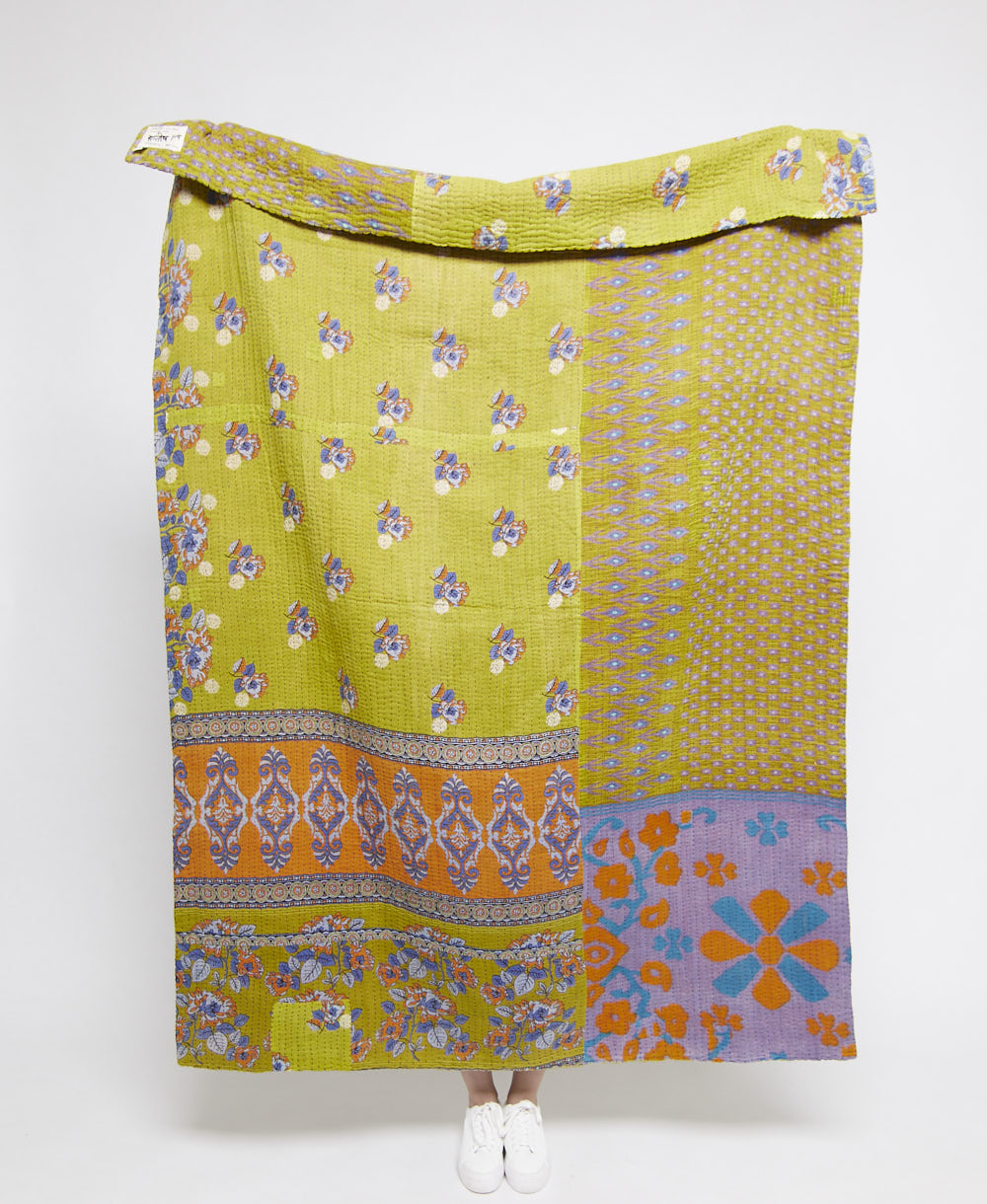 Artisan made kantha quilt throw  