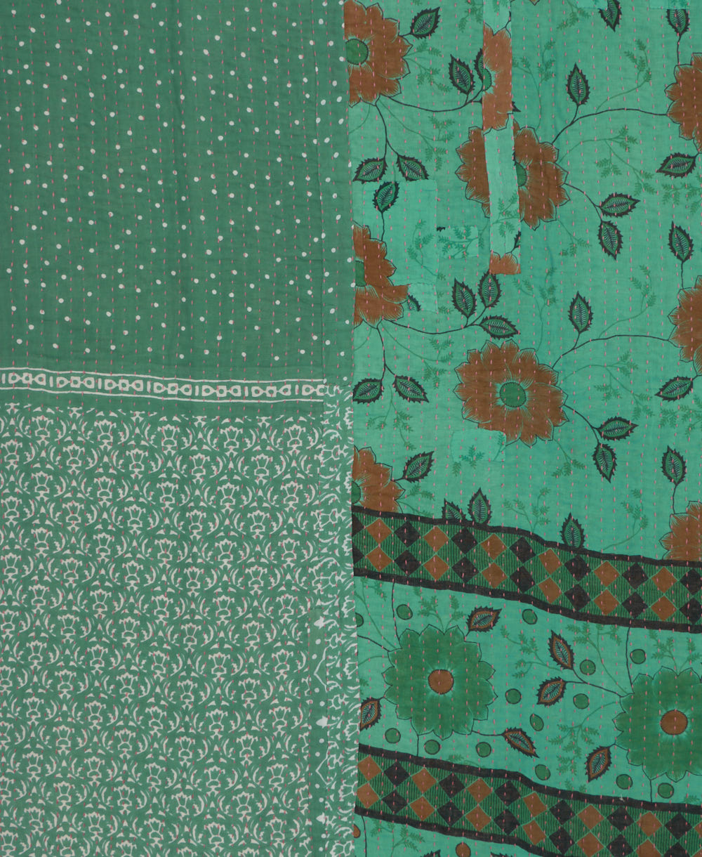 Kantha quilt throw made of recycled vintage saris