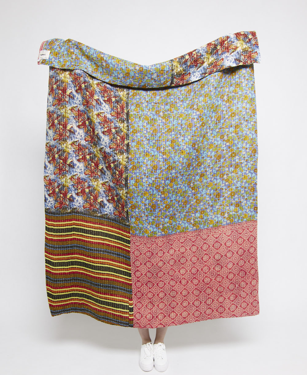  Artisan made kantha quilt throw  
