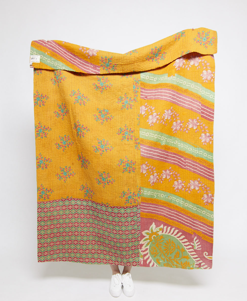  Artisan made kantha quilt throw  