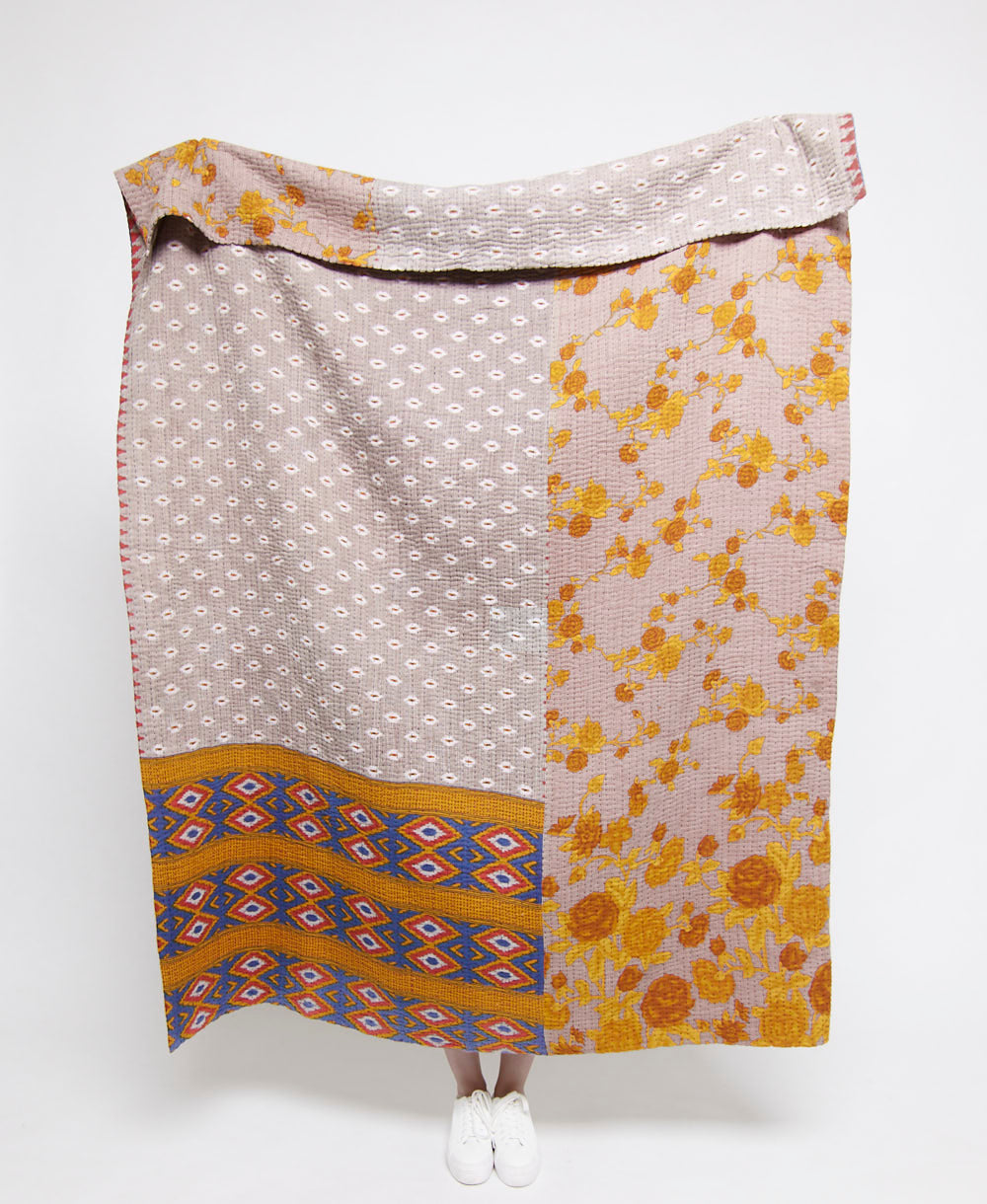  Artisan made kantha quilt throw  