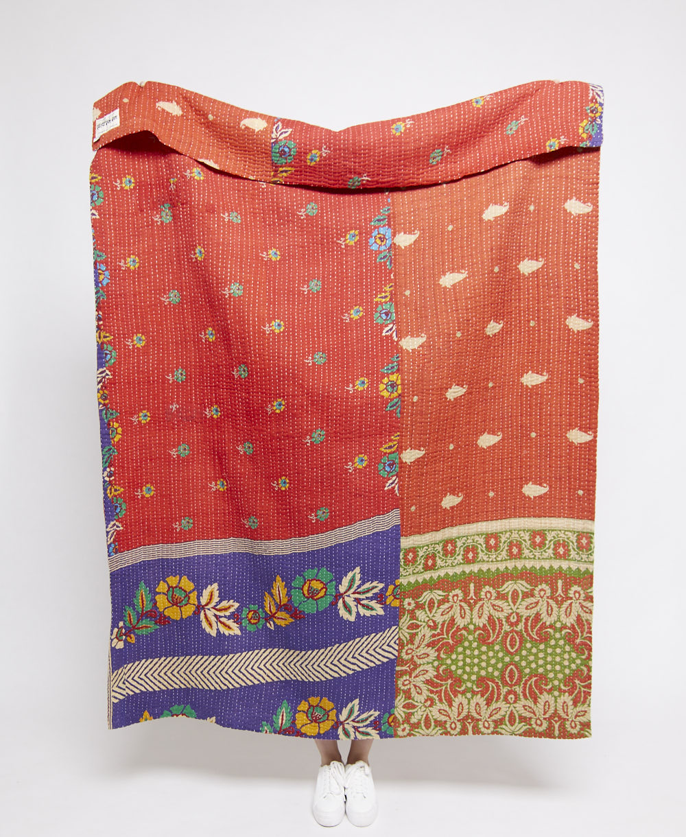 Artisan made kantha quilt throw  