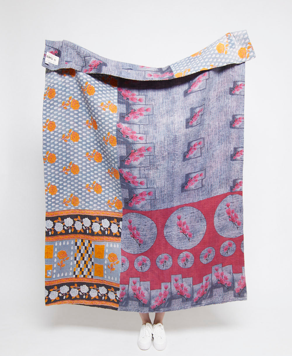  Artisan made kantha quilt throw  