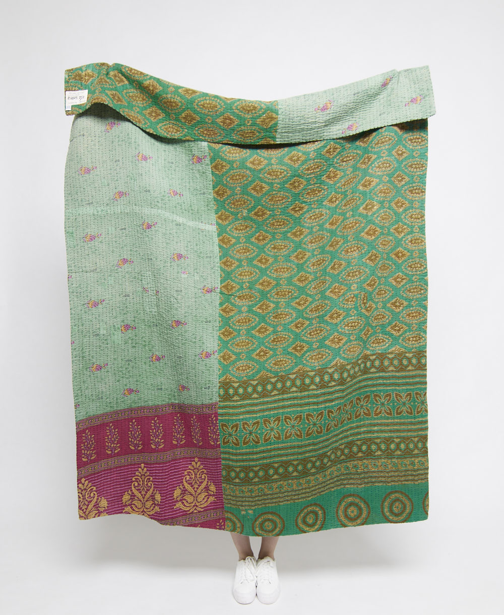  Artisan made kantha quilt throw  