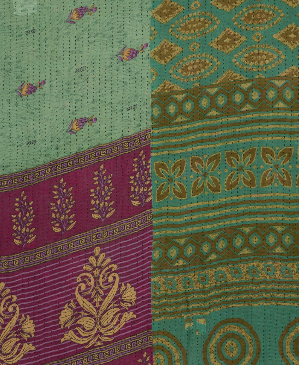 Kantha quilt throw made of recycled vintage saris