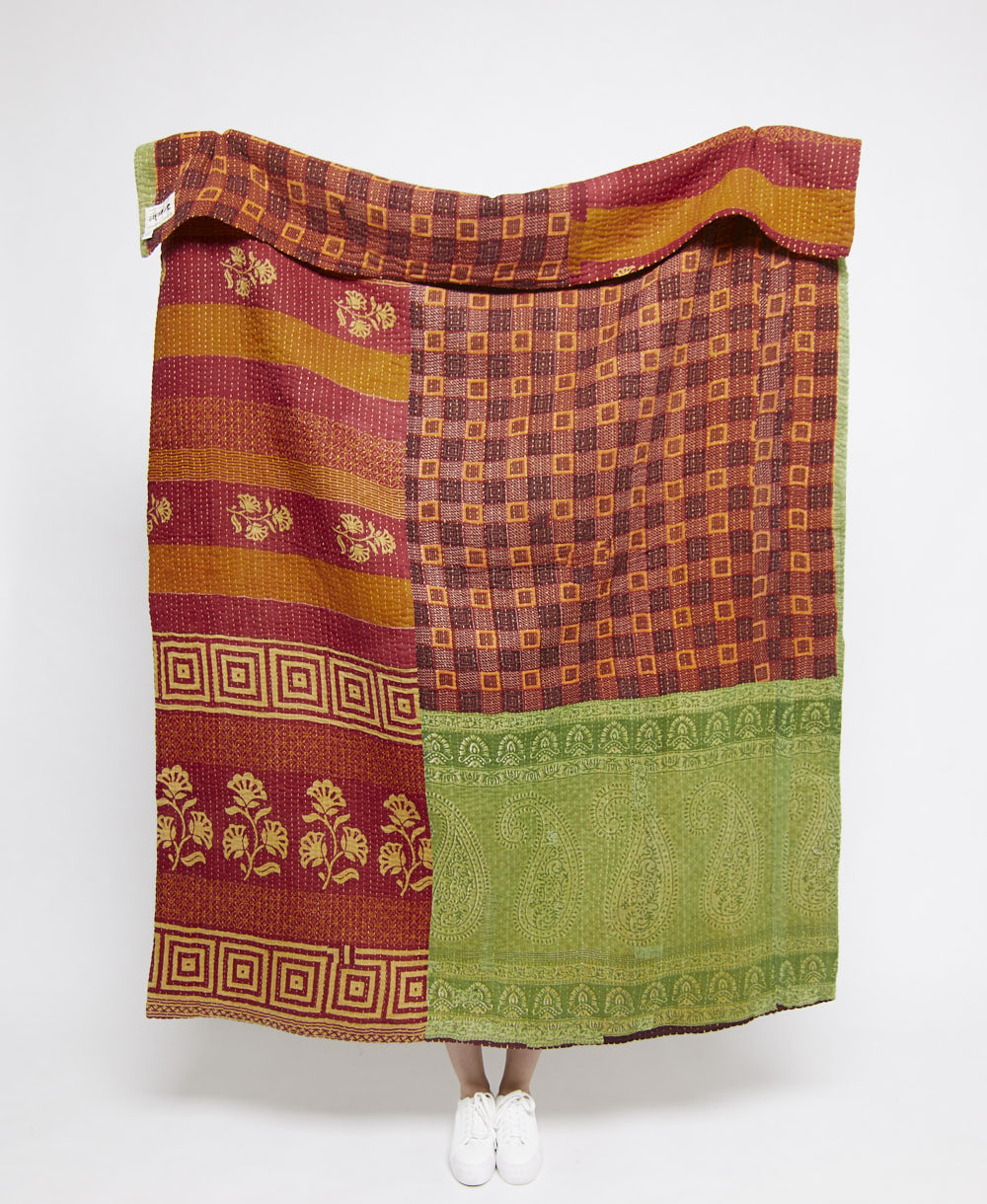  Artisan made kantha quilt throw  