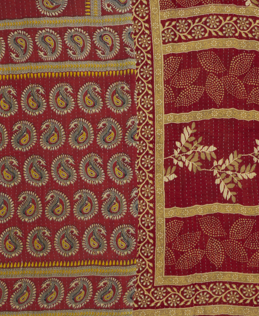Kantha quilt throw made of recycled vintage saris
