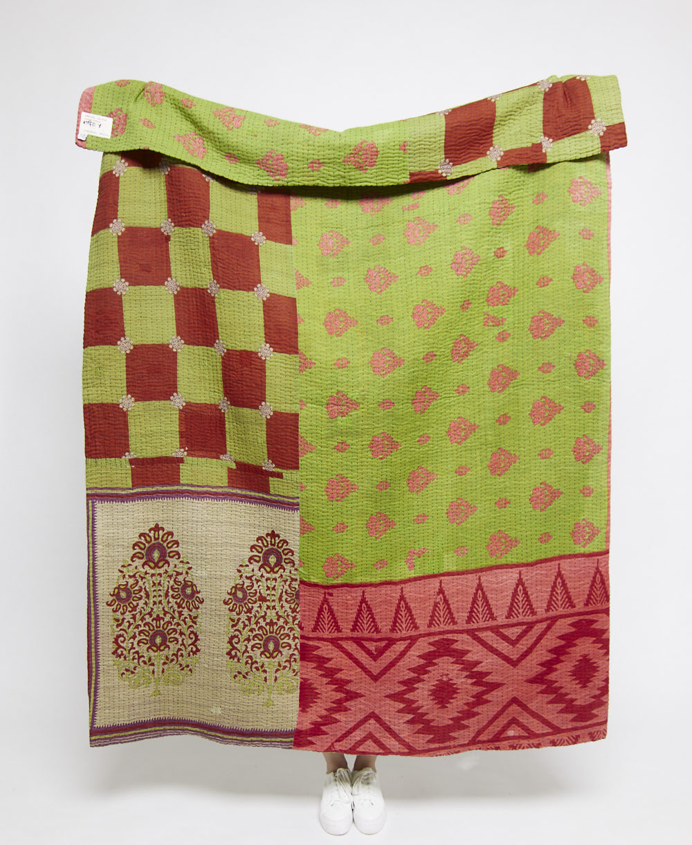  Artisan made kantha quilt throw  