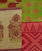Kantha quilt throw featuring traditional kantha hand stitching