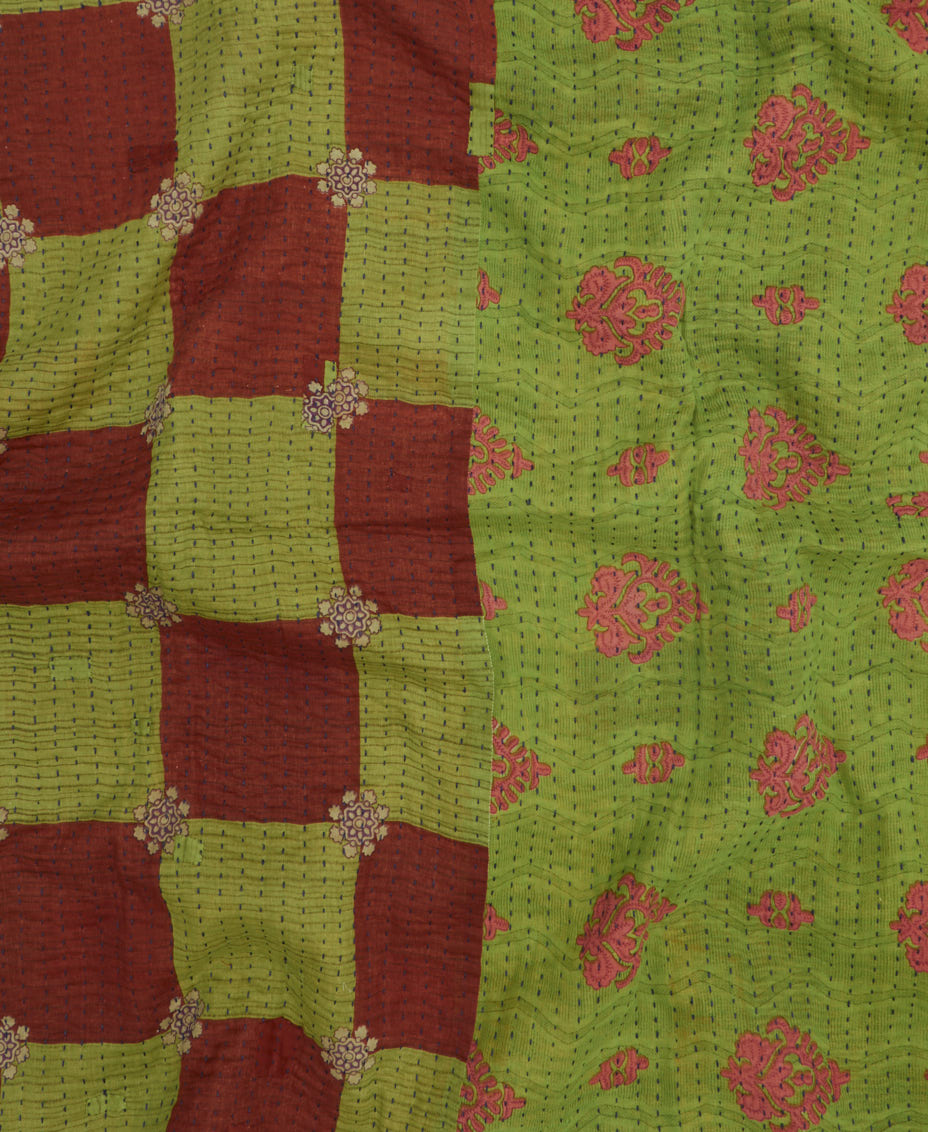 Kantha quilt throw made of recycled vintage saris