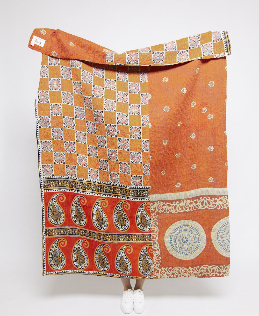  Artisan made kantha quilt throw  