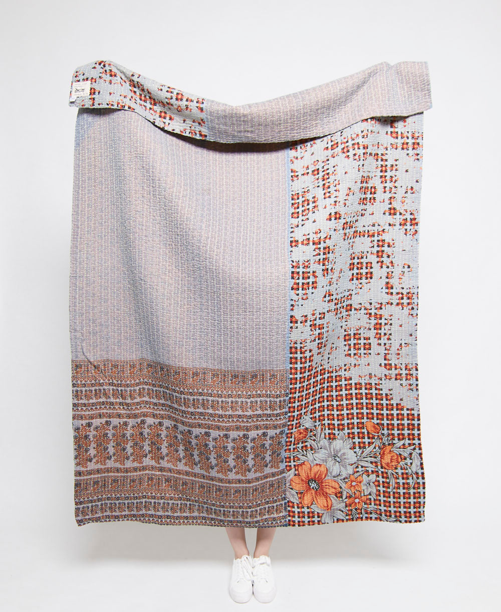  Artisan made kantha quilt throw  