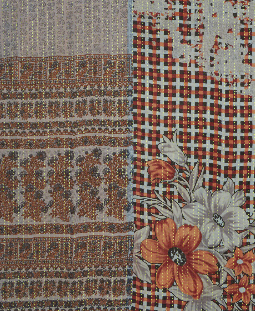 Kantha quilt throw made of recycled vintage saris