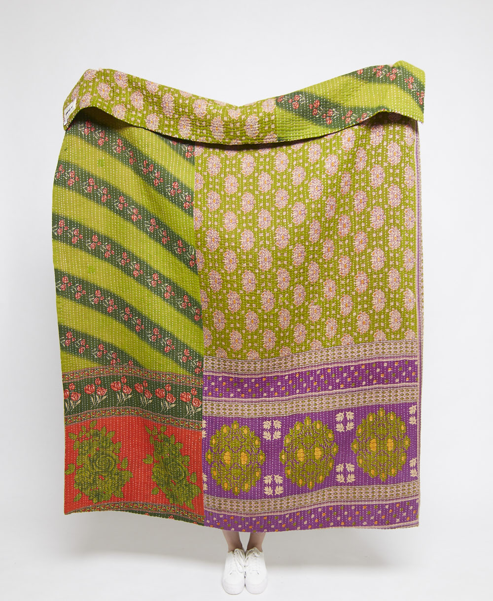 Artisan made kantha quilt throw  