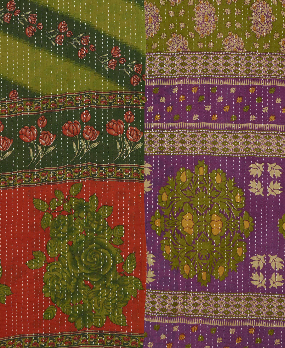 Kantha quilt throw made of recycled vintage saris