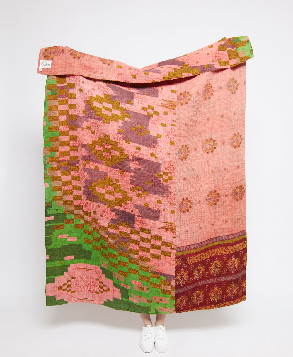  Artisan made kantha quilt throw  