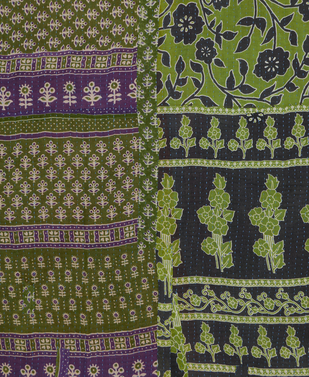 Kantha quilt throw made of recycled vintage saris