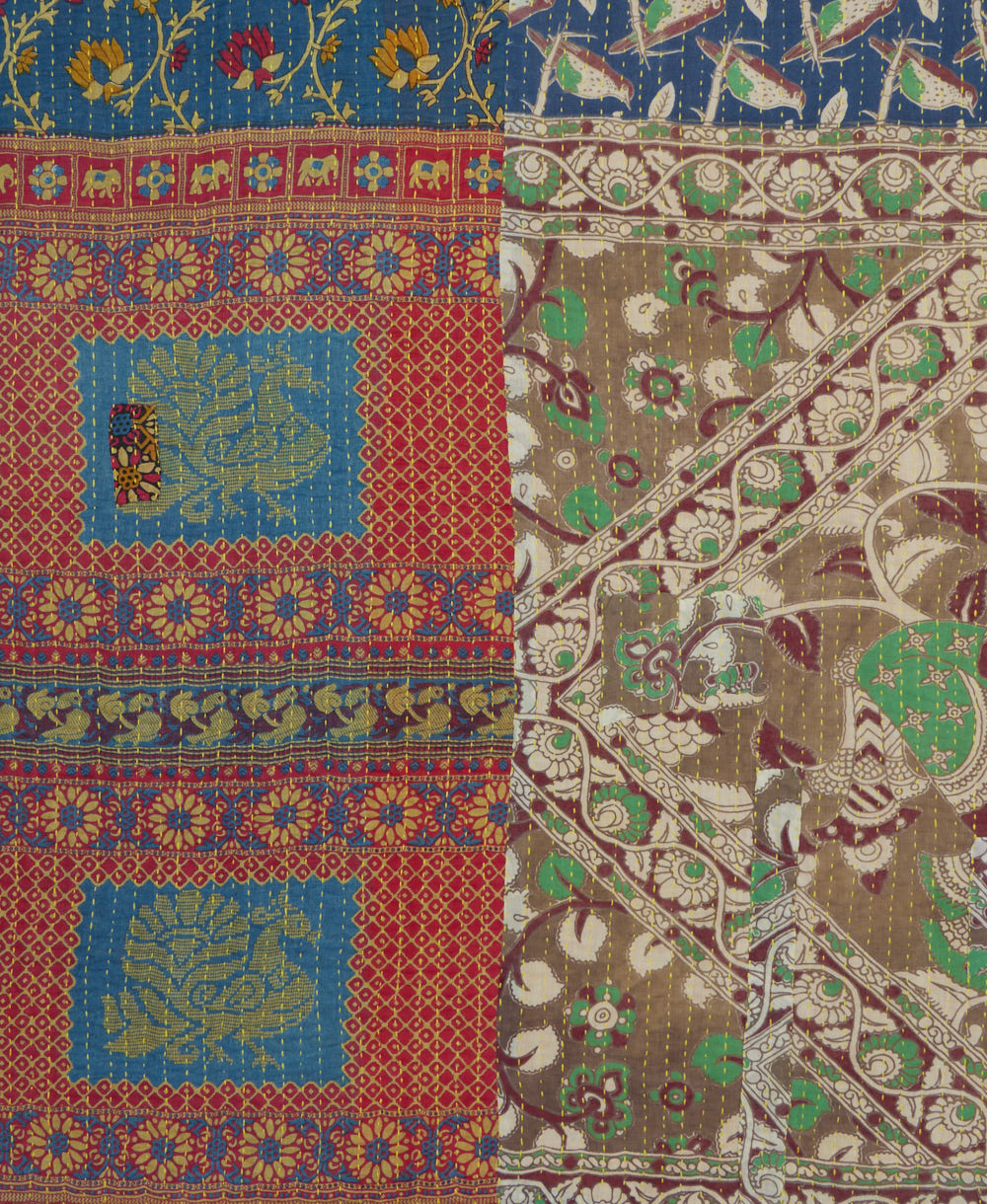 Kantha quilt throw made of recycled vintage saris