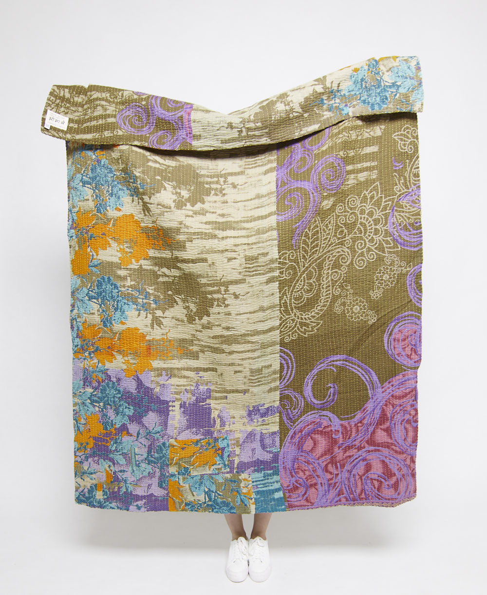  Artisan made kantha quilt throw  