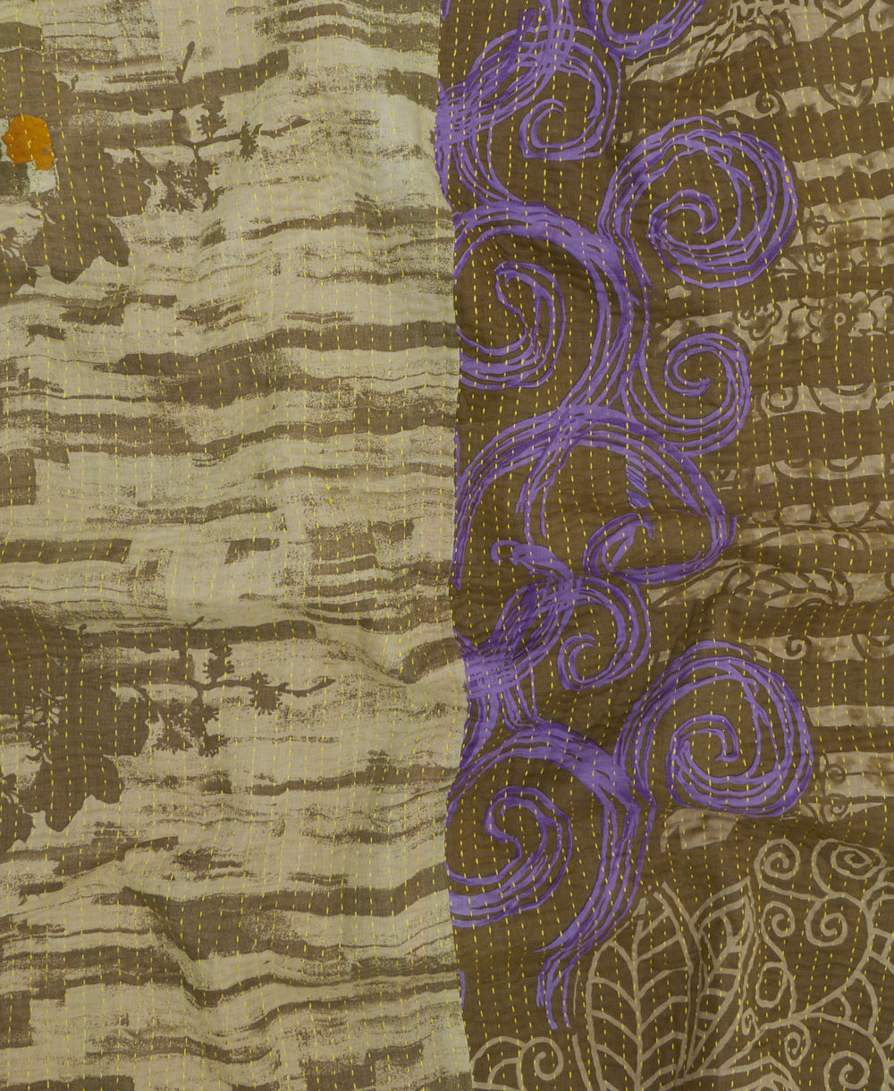 Kantha quilt throw featuring traditional kantha hand stitching