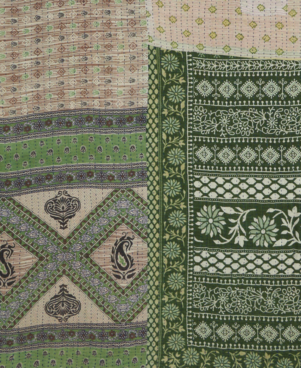 Kantha quilt throw made of recycled vintage saris