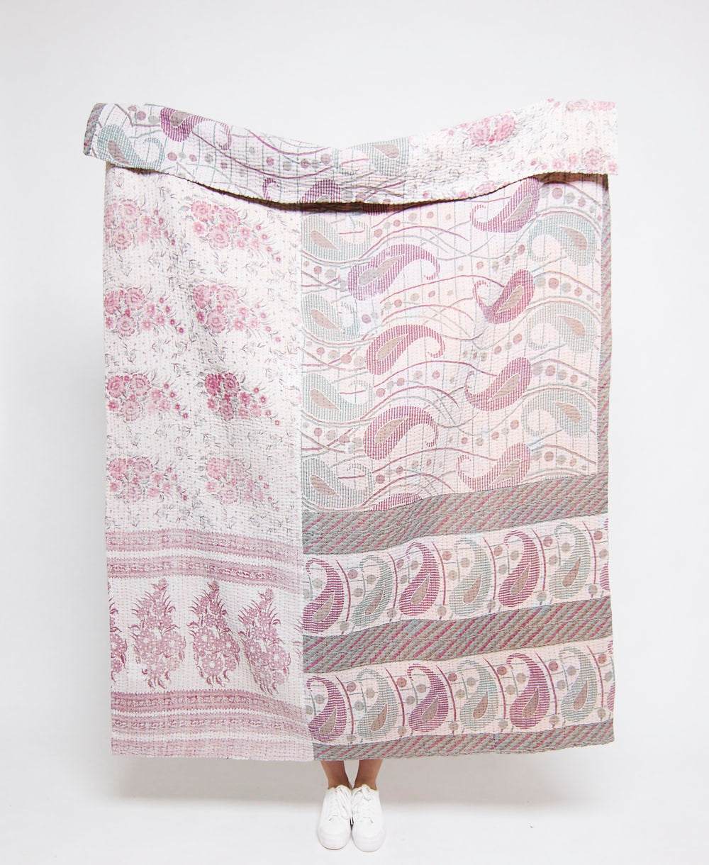  Artisan made kantha quilt throw  