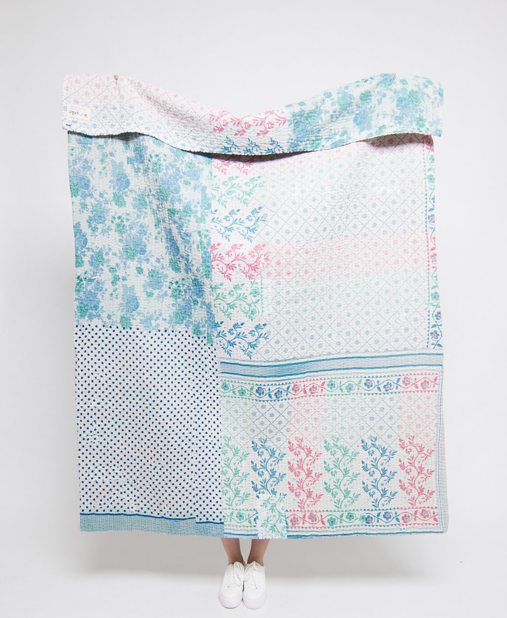  Artisan made kantha quilt throw  