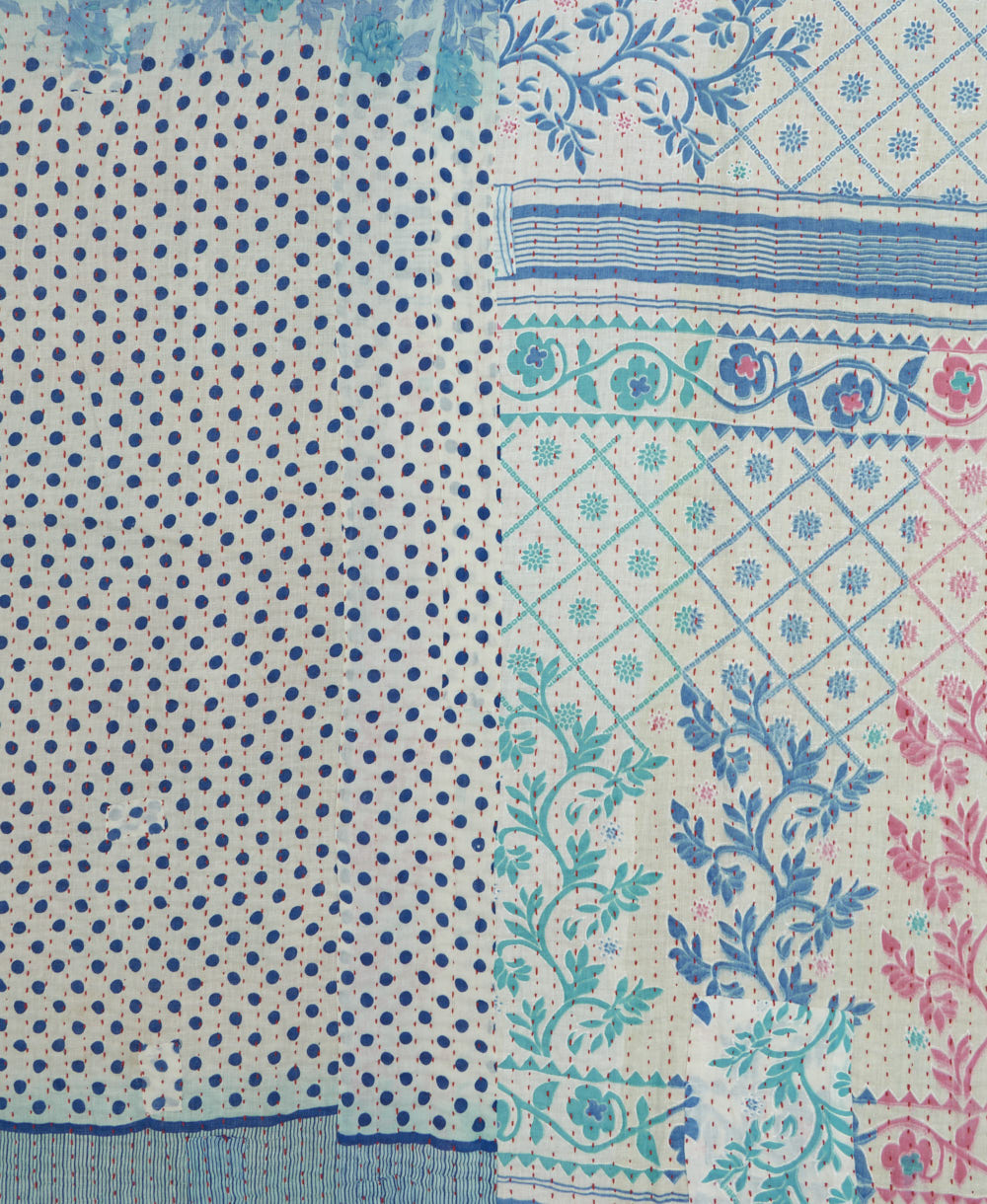 Kantha quilt throw made of recycled vintage saris