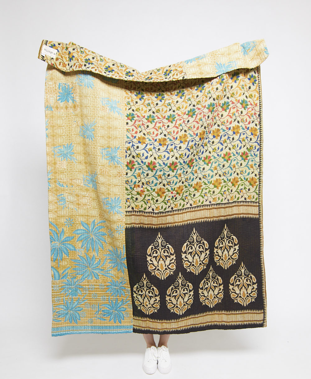  Artisan made kantha quilt throw  