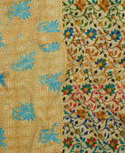 Kantha quilt throw featuring traditional kantha hand stitching