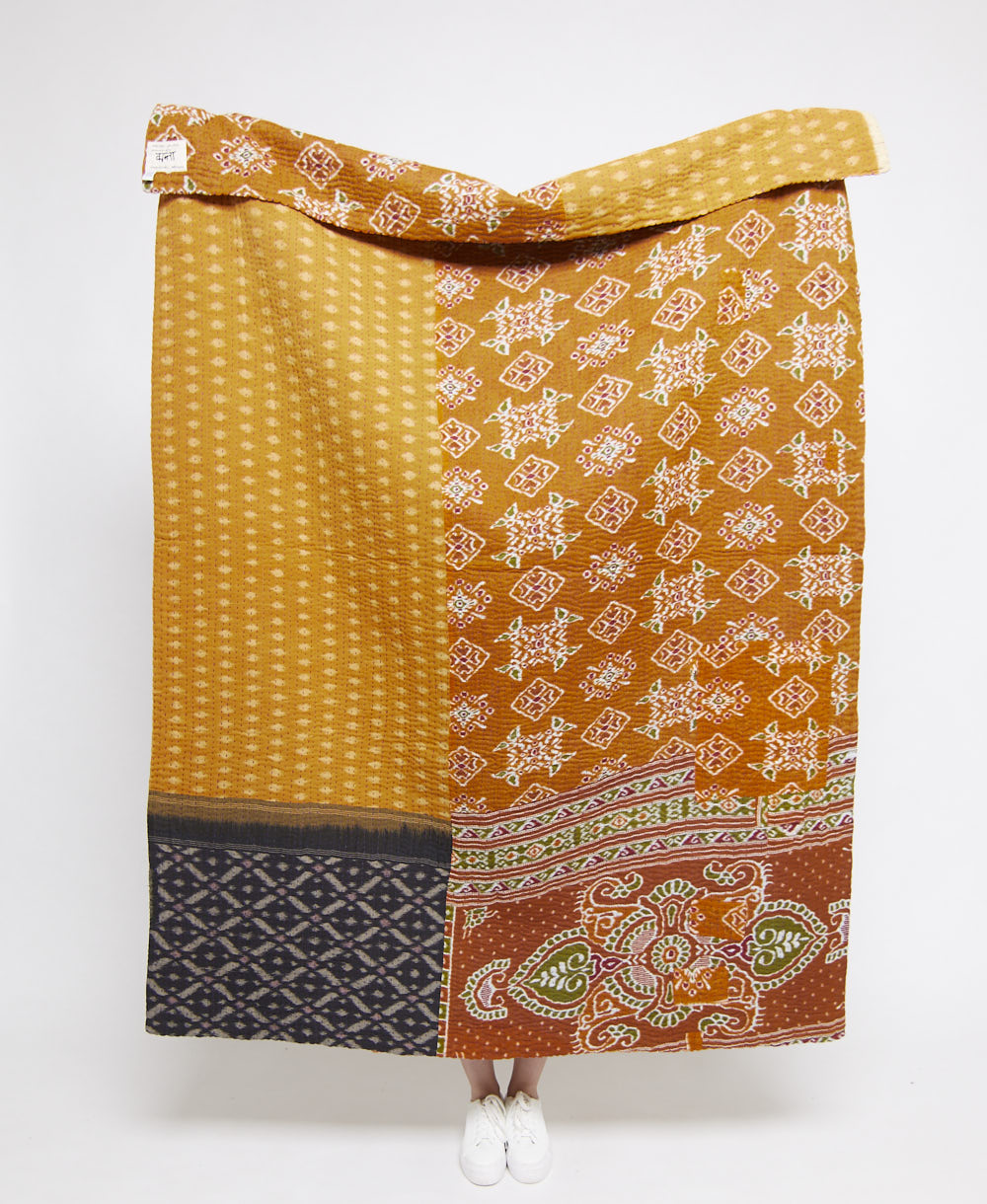  Artisan made kantha quilt throw  