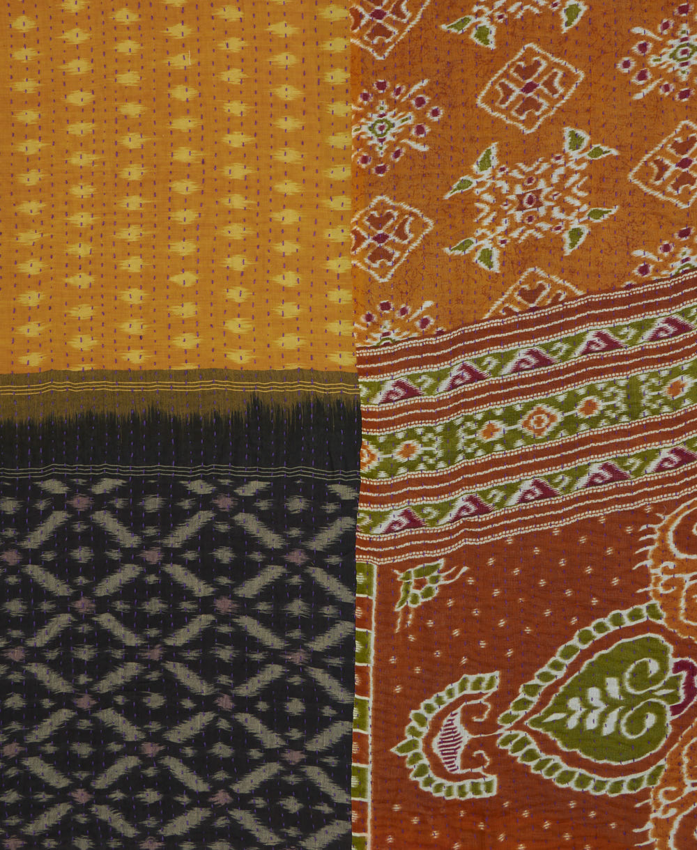 Kantha quilt throw made of recycled vintage saris