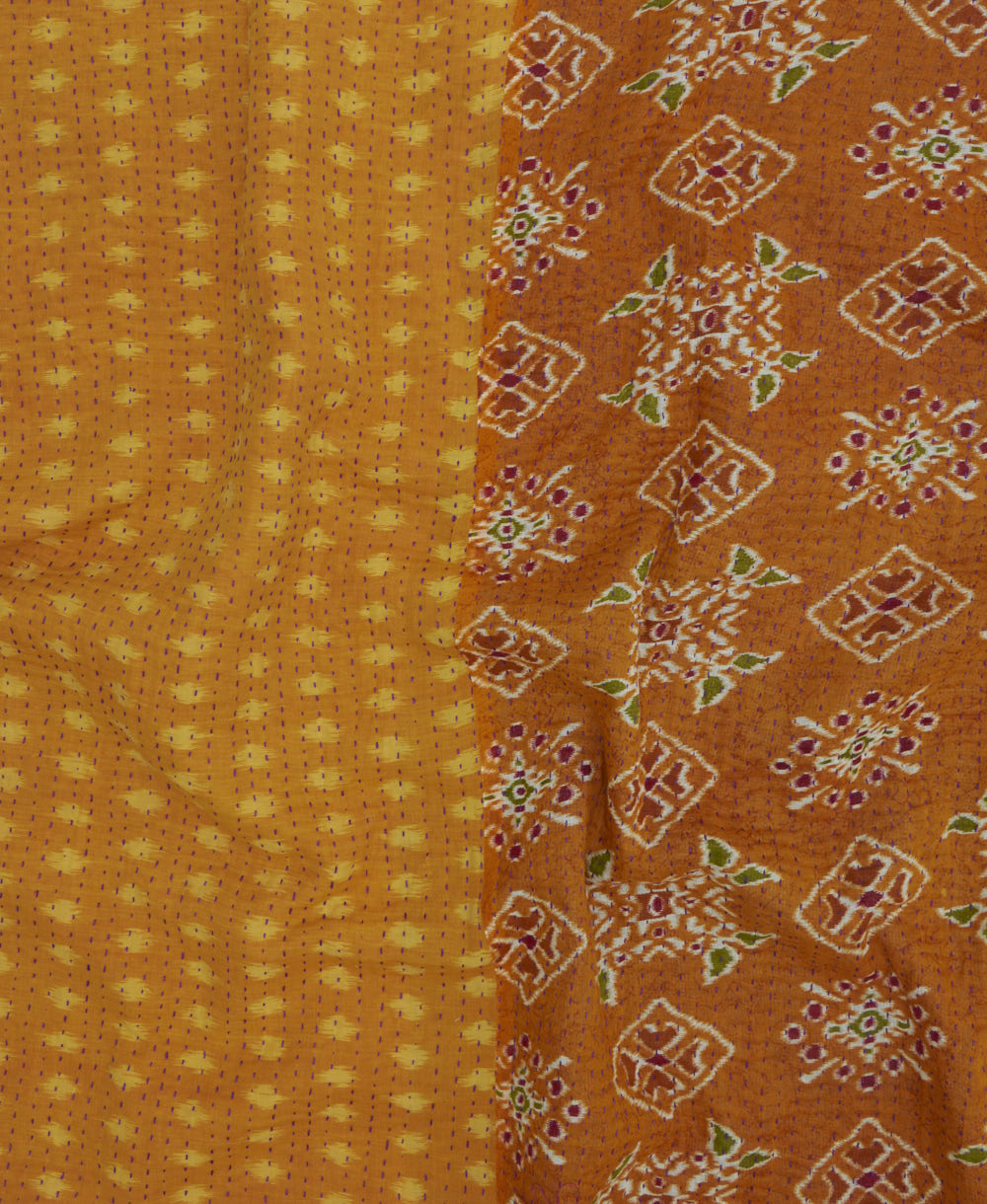 Kantha quilt throw featuring traditional kantha hand stitching
