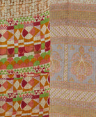 Kantha quilt throw made of recycled vintage saris