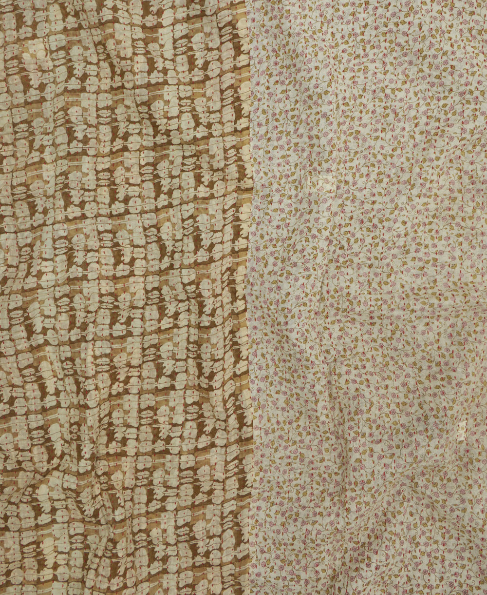 Kantha quilt throw featuring traditional kantha hand stitching