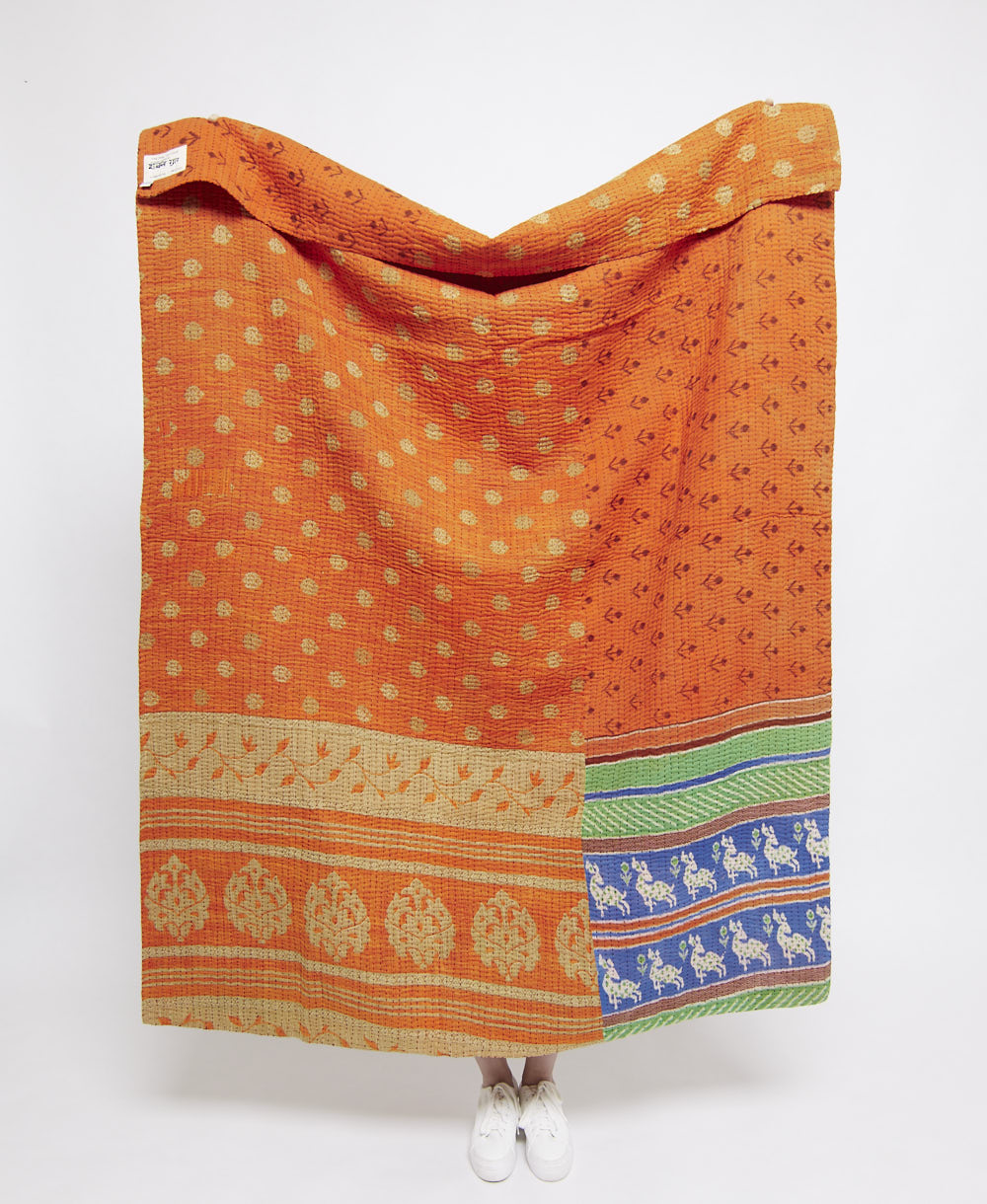 Artisan made kantha quilt throw  