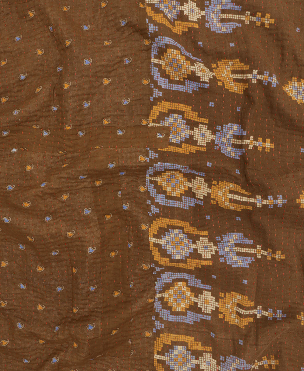 Kantha quilt throw featuring traditional kantha hand stitching