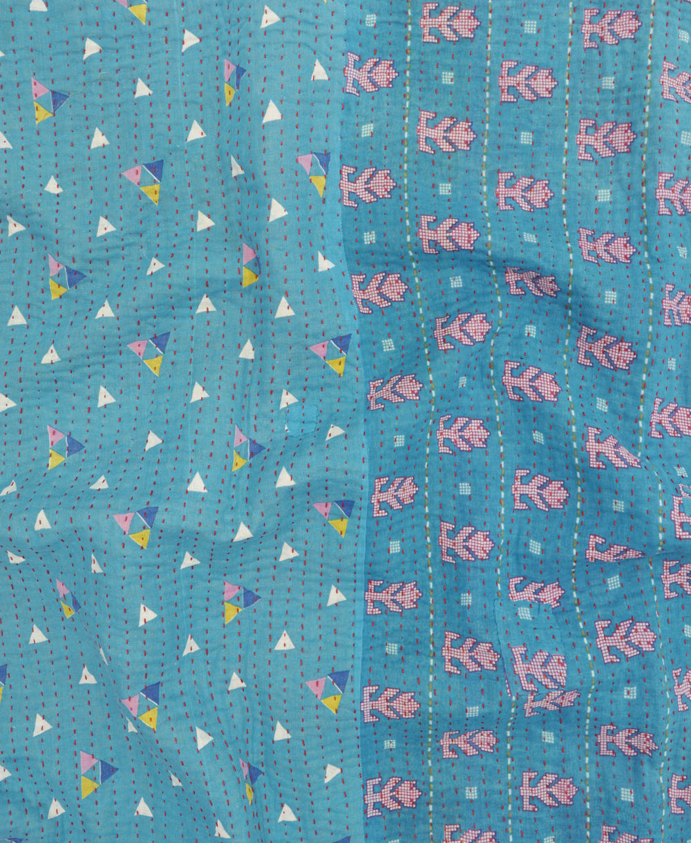 Kantha quilt throw made of recycled vintage saris