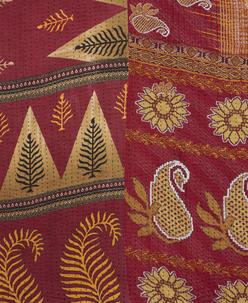 Kantha quilt throw made of recycled vintage saris