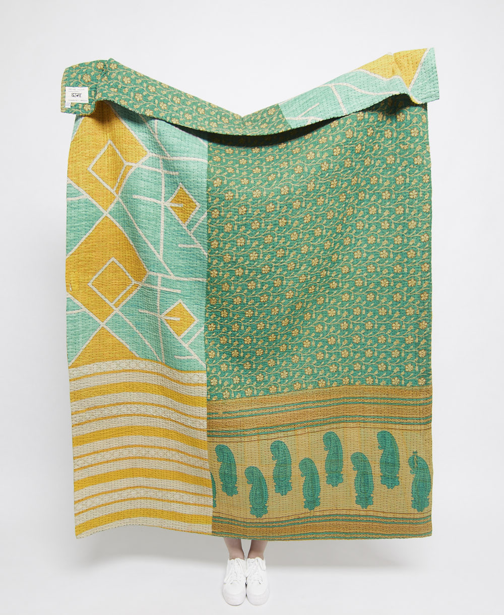 Artisan made kantha quilt throw  