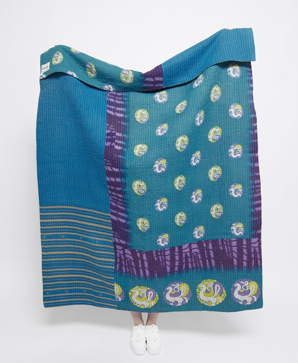 Artisan made kantha quilt throw  