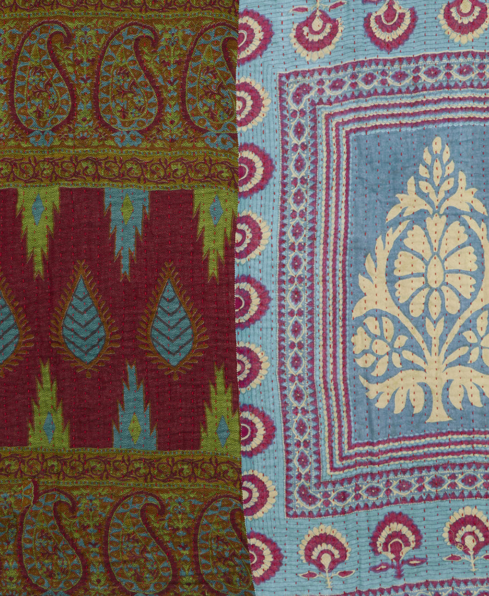 Kantha quilt throw made of recycled vintage saris