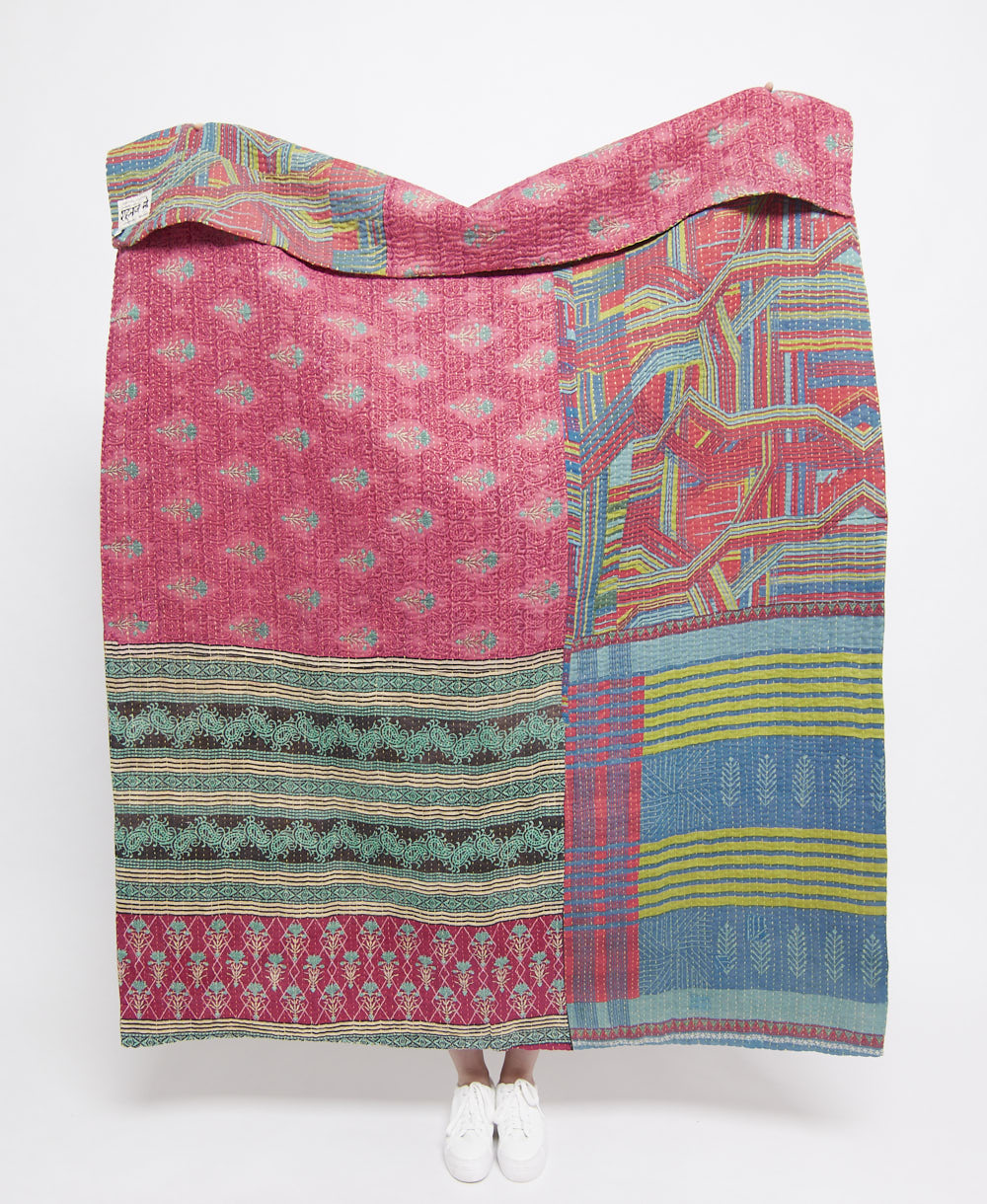 Artisan made kantha quilt throw  